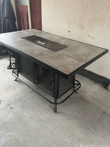 Outdoor Tile/Stone-Top Propane Fire Pit Table, Black Frame (1 of 7)