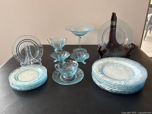 Depression Glass Blue Glass Dinnerware Fostoria Versailles Blue