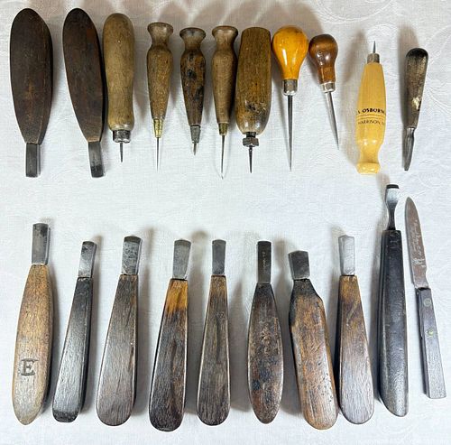 Antique cobbler and Leather working tools, a few newer tools (1 of 4)