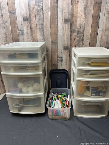 Plastic Drawer Storage Units with Assorted Office & Art Supplies (1 of 10)