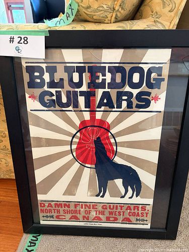 Framed Bluedog Guitars Poster, North Vancouver Guitar Shop (1 of 9)