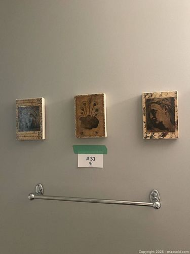 (Set of 3) Signed B. Campbell Mixed Media Blocks, 2000 (1 of 16)
