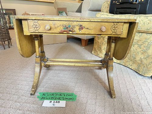 Vintage Chinoiserie Lacquered Drop-Leaf Sofa Table (1 of 26)