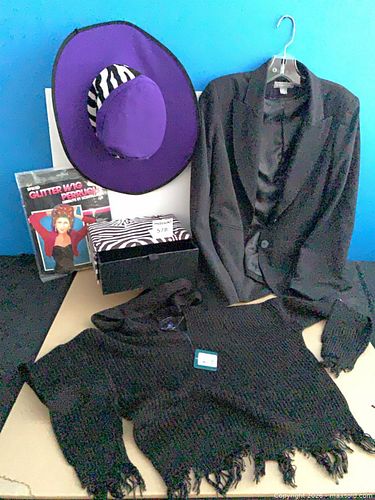Woman’s black jacket and sweater set with costume accessories (1 of 5)
