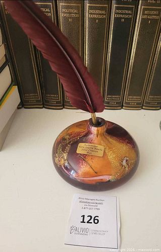 authentic artisan-made vase from Biot, France, with Feather Quill (1 of 6)