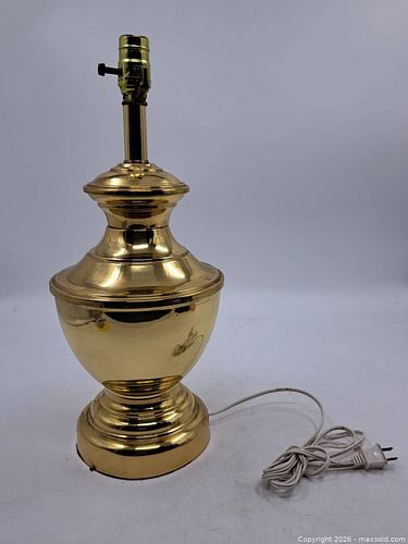 Polished Gold-Tone Metal Table Lamp Base, Approximately 18" Height (1 of 5)