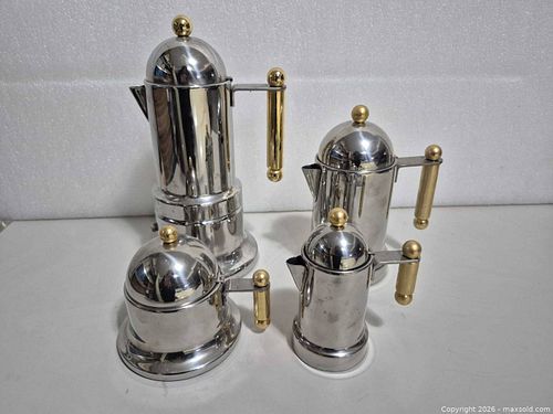 VEV VIGANO INOX Coffee Maker Set. 18/10 Stainless Steel. Made in Italy (1 of 5)