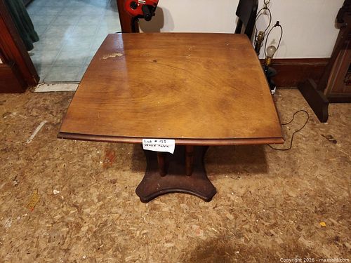 Wood Square Pedestal Table (1 of 2)