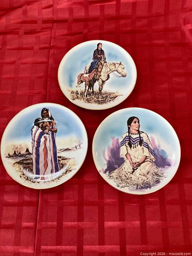 Collectible Decorative Pates "Prairie Woman " Native American Life  by Artist Jack Hines, Produced by. Schmid.  (3 Plates) (1 of 5)