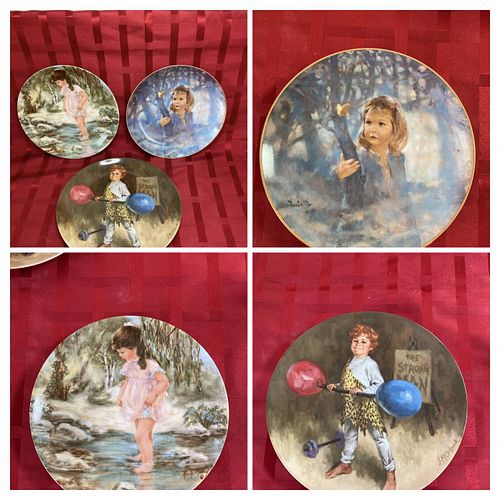  Vintage Collectable Decorative Plates, (Johnny the Strong Man 9 1/4", Lisa's Creek 8 1/2",  Butterfly Magic 8 1/2" (1 of 9)