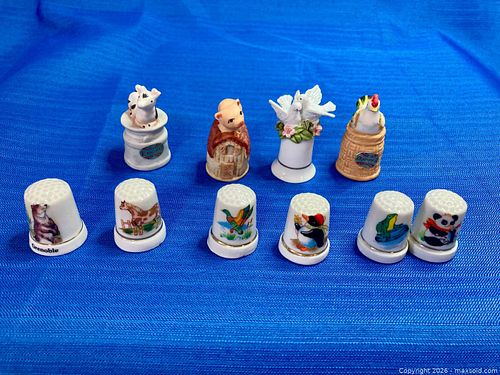 Vintage Thimbles Collection, Animals 10 Pcs (1 of 9)