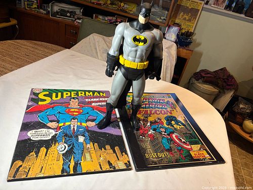 LARGE BATMAN FIGURE with TWO SUPER HERO POSTERS (1 of 13)