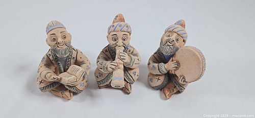 Set of 3 Hand-Painted Terracotta Musician Figurines (1 of 18)