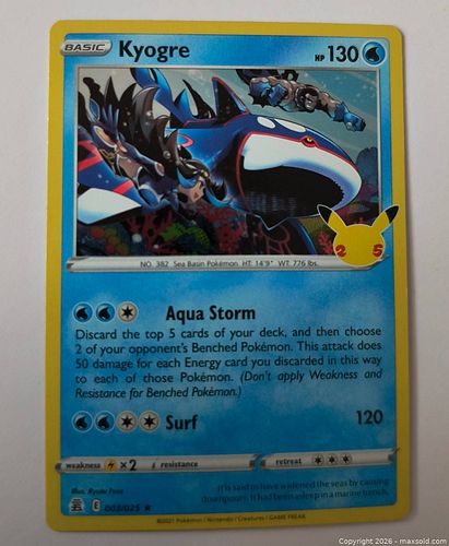 Kyogre holo Pokemon card 003/025 (1 of 1)