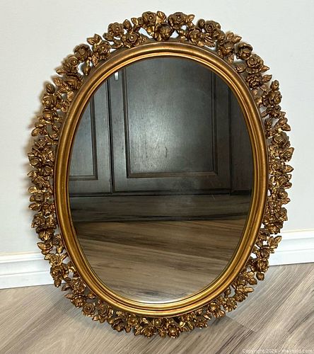 Vintage Oval Mirror with Ornate Rose Border  (1 of 16)