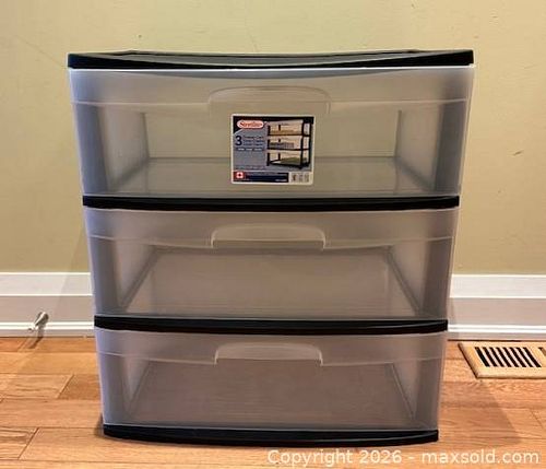 Black Plastic Three-Drawer Storage Unit - Sterilite - 22 x 15 x 26 inches (1 of 8)