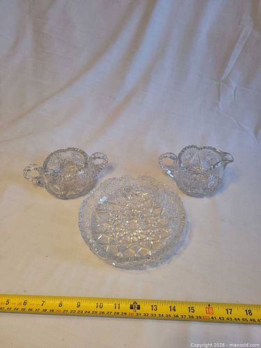 Pinwheel crystal cream jug, sugar bowl and candy dish (1 of 4)