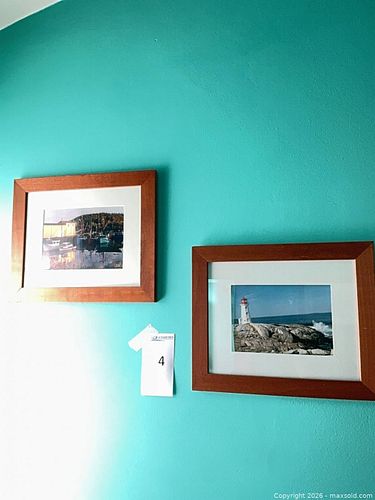 Pair of Framed Landscape/Seascape Prints in Brown Wood Frames (1 of 3)
