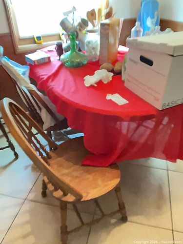 Solid Wood Oak Dining Table with 4 Chairs, Traditional (1 of 5)