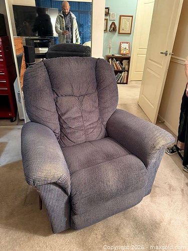 La-Z-Boy Manual Recliner Chair, Gray-Blue Chenille -jh (1 of 5)