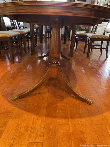Traditional Dark Brown Oval Solid Wood Dining Table with Leaf, Seats 8 (1 of 7)