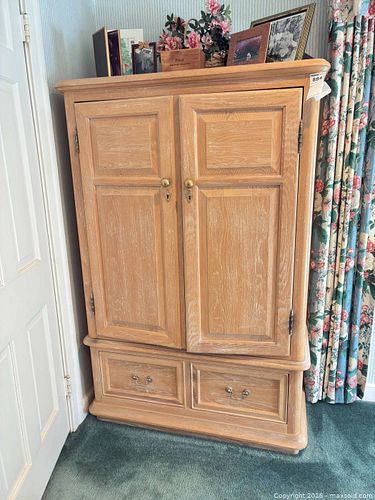 Century Solid Oak Armoire with Drawers and Cubbies (1 of 11)
