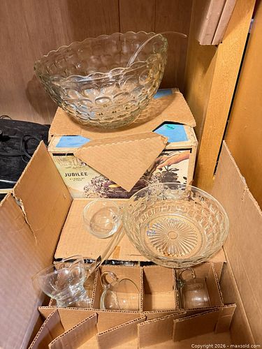 Glass Punch Bowl, Cups and Ladles (1 of 9)