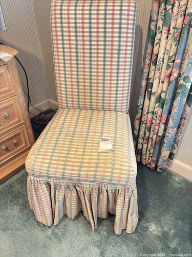 Skirted Upholstered Side/Vanity Chair, Pastel Plaid (1 of 12)