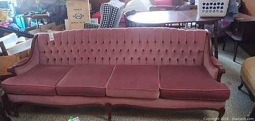 Vintage Velvet 3-Seater Sofa with Wood Frame D (1 of 10)