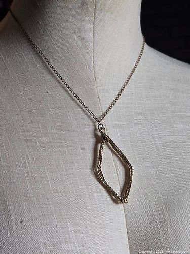 Jewelry.   brass/ gold tone Chain with Rhombus shaped pendant (1 of 4)