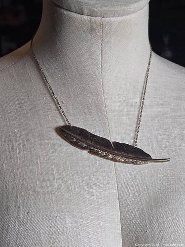 Jewelry.  Bronze colored feather on chain. (1 of 6)