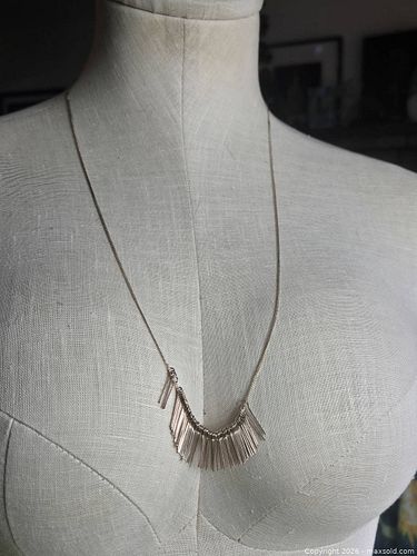 Jewelry.   Fine Silver tone chain with Slim hanging pieces (1 of 3)