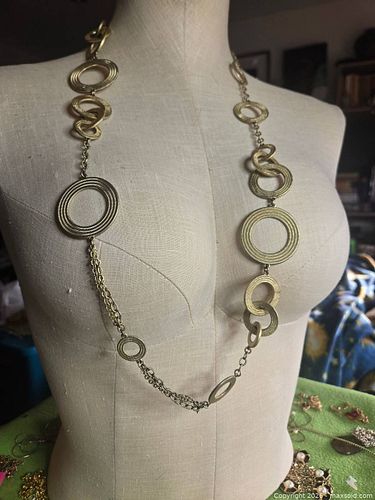 Jewelry.   Gold tone circles on long chain.  Lia Sophia (1 of 3)