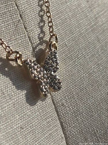 Jewelry.  Shiny butterfly on Gold tone chain (1 of 6)