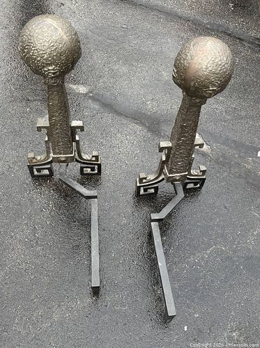  Large Decorative Metal Fireplace Andirons (1 of 3)