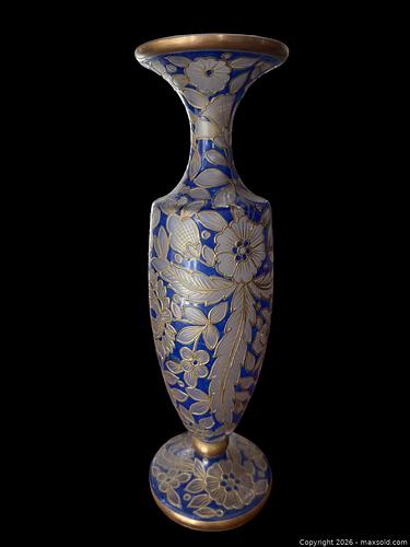 14-inch Antique Bohemian Art Nouveau Enamel Glass Vase - Julius Mühlhaus Haida Style (1 of 4)
