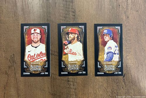 2024 Allen & Ginter Black Mini Refractor Lot of 3 Burned/Harper/Sandberg (1 of 2)