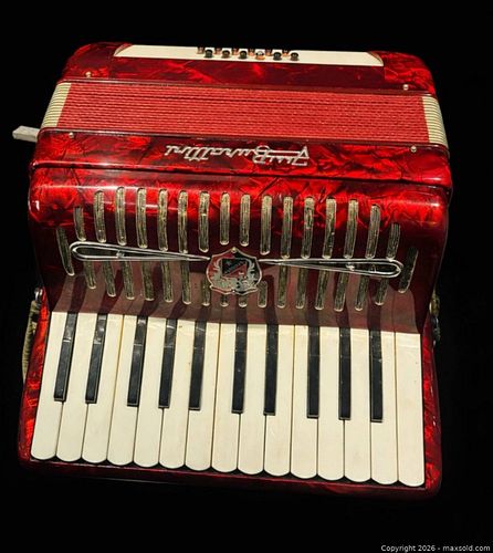 Vintage Burattini Italian Accordion – Red Pearloid “Cracked Ice” Finish  (1 of 3)