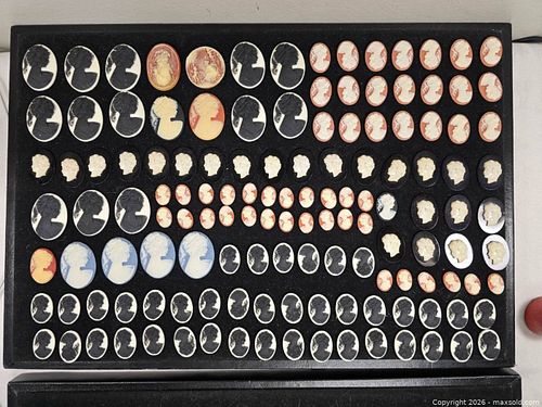 extensive vintage collection of resin cameos originally made in Hong Kong. (1 of 9)