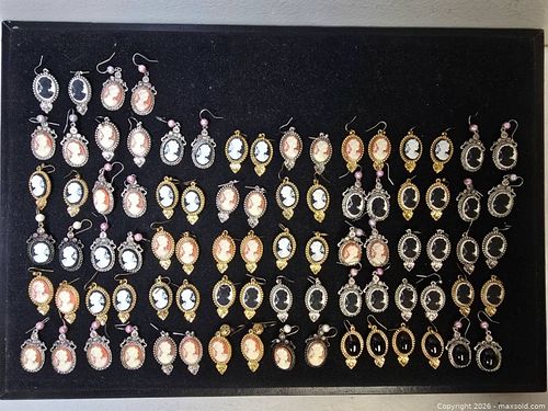 large collection of cameo earrings in various styles (1 of 10)