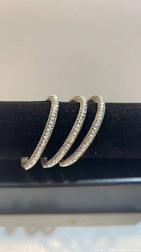3 Silver Tone Sparkly Bangles  (1 of 2)
