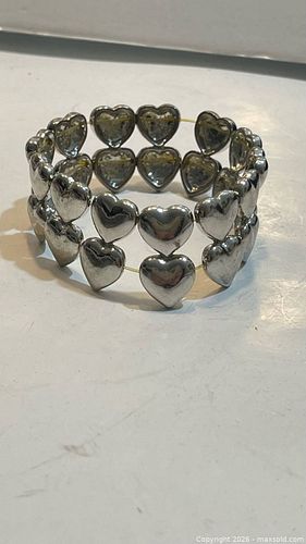 Classy Silver Tone Heart metal bracelet  (1 of 3)