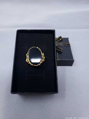 Gold Ring With Black Oval Center (1 of 7)
