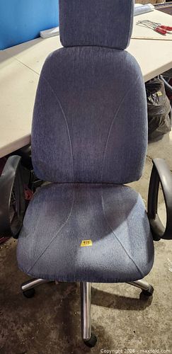 Blue Fabric Office Desk Chair with Chrome Frame (1 of 4)