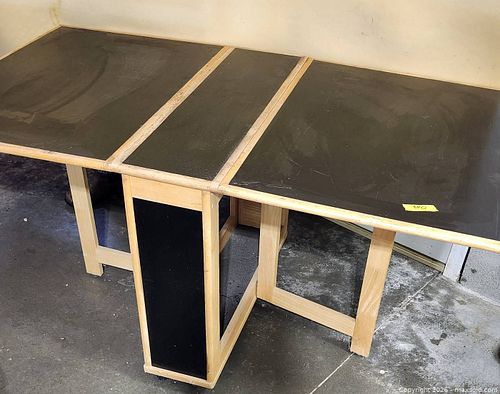 Drop-Leaf Folding Table with Storage Cabinet, Wood Frame (1 of 6)
