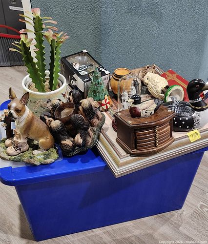 Mixed Assorted Decor Lot - Figurines, Pins, Boxes, Art (1 of 6)