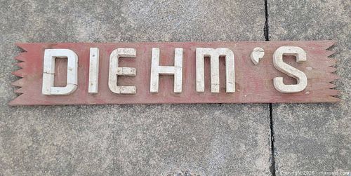 Old Wooden "Diehm's" Sign  (1 of 4)
