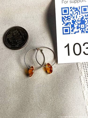 925 Sterling Silver GOLD SWAROVSKI HEART CRYSTAL Earrings (1 of 7)