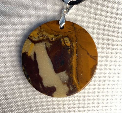 DENTRITIC JASPER Carved Round Pendant Necklace  (1 of 5)