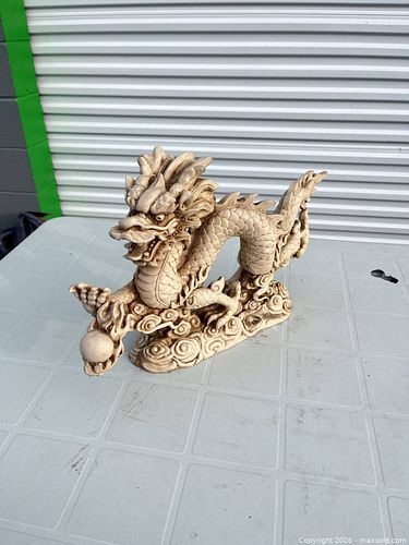 Beige Antique White Resin Chinese Dragon Figurine, Medium -ebn (1 of 6)
